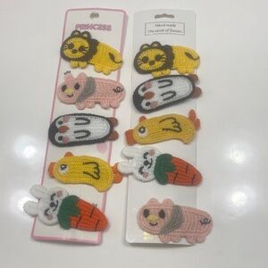 NWT Handmade THE SECRET OF FLOWERS PRINCESS Animal Crochet Hair Clips